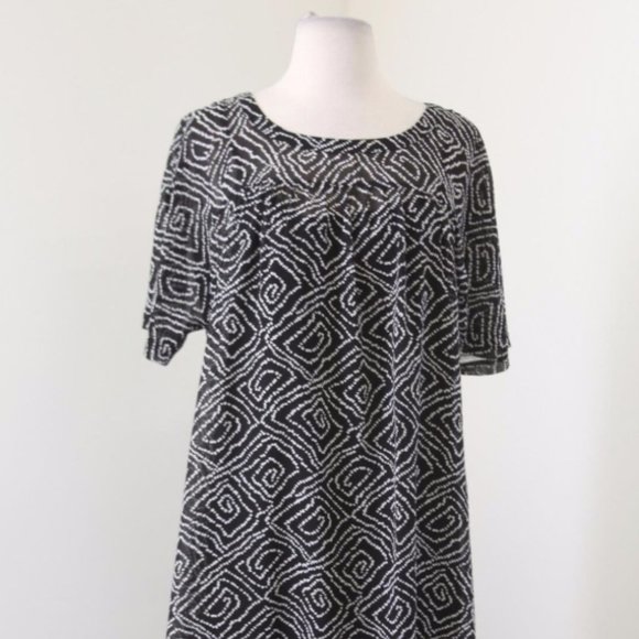 LOFT Sheer Overlay Patterned Tie Dress - Picture 2 of 9
